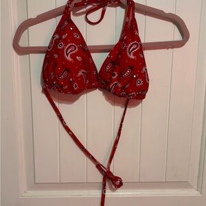 Red Paisley Bikini Top